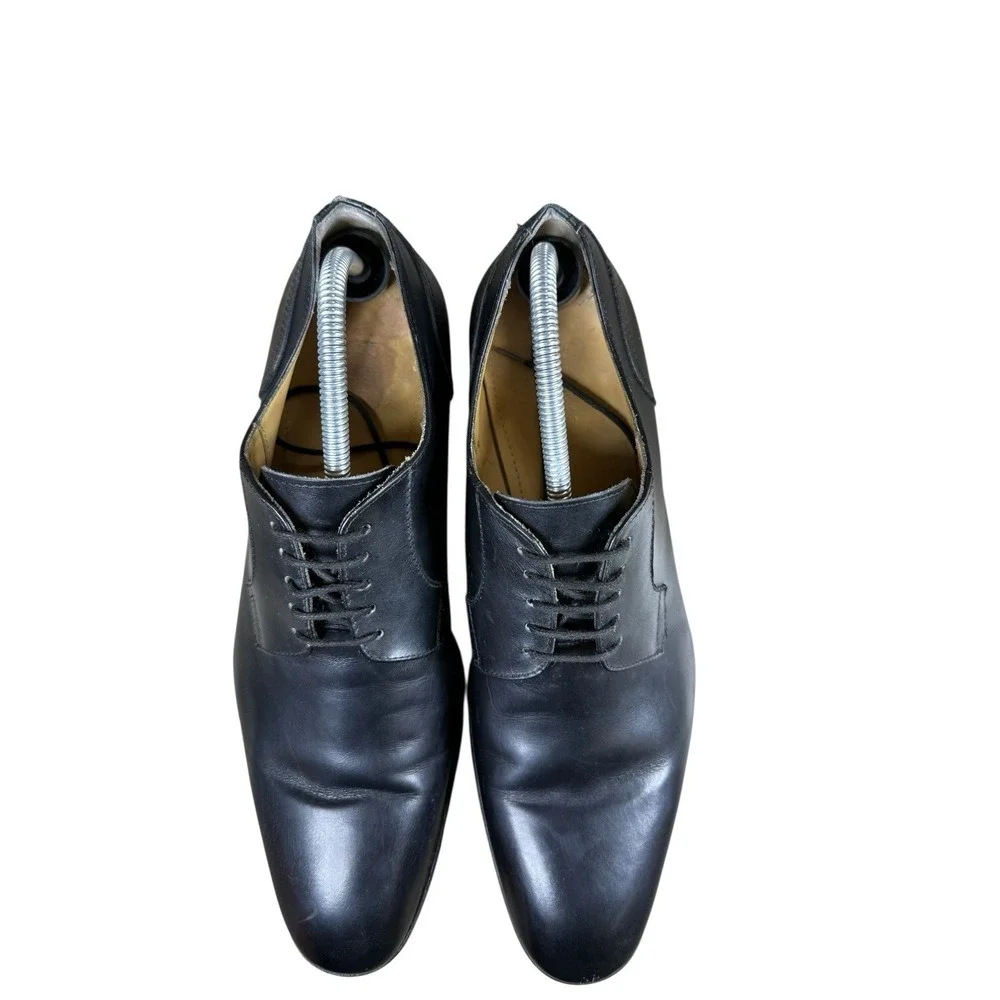 Barney's New York Dress Shoes 10.5 MBlack Leather Plain Toe Derby Made in Italy